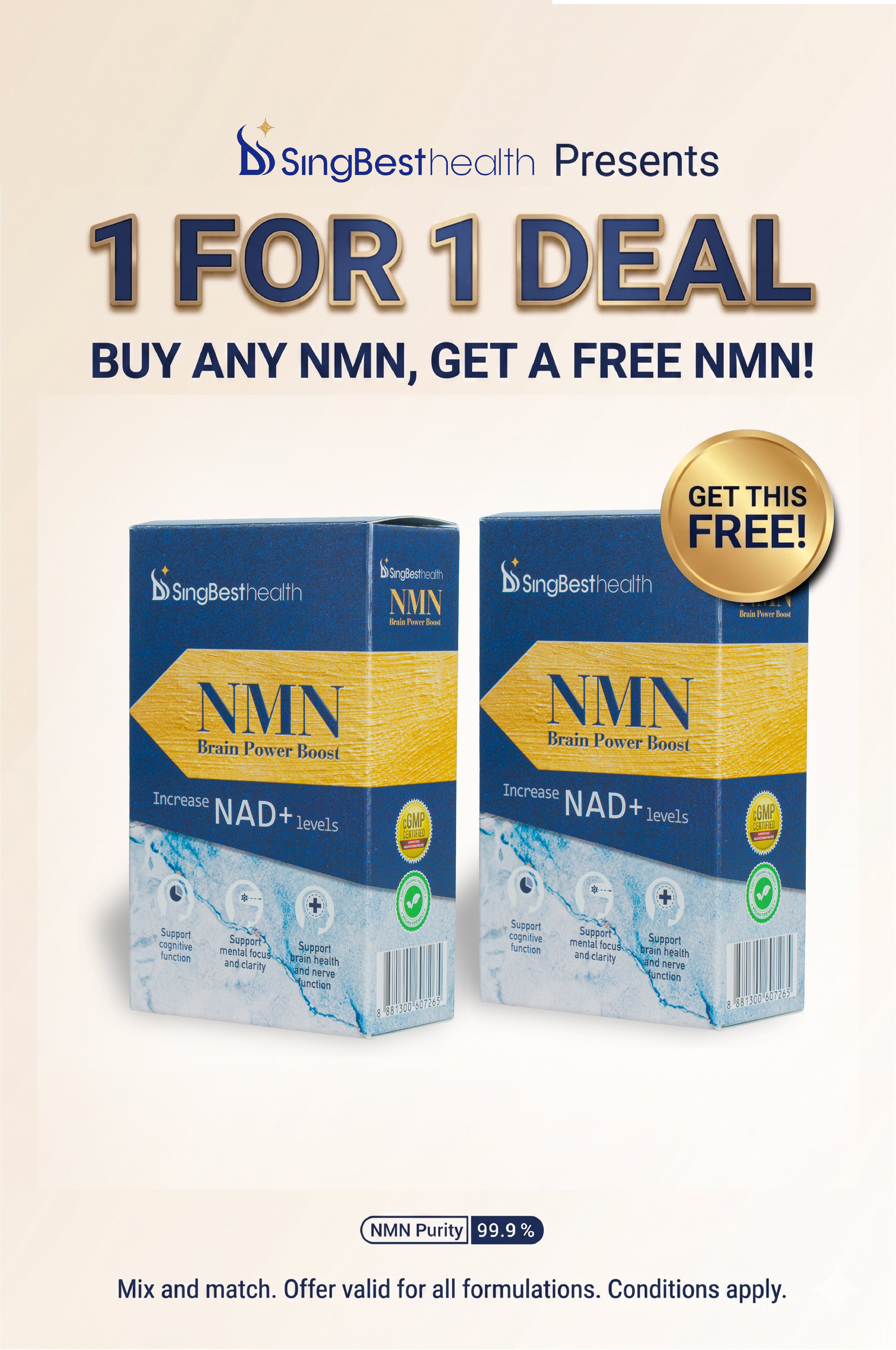 [1 FOR 1 DEAL] SingBest NMN Brain Power Boost