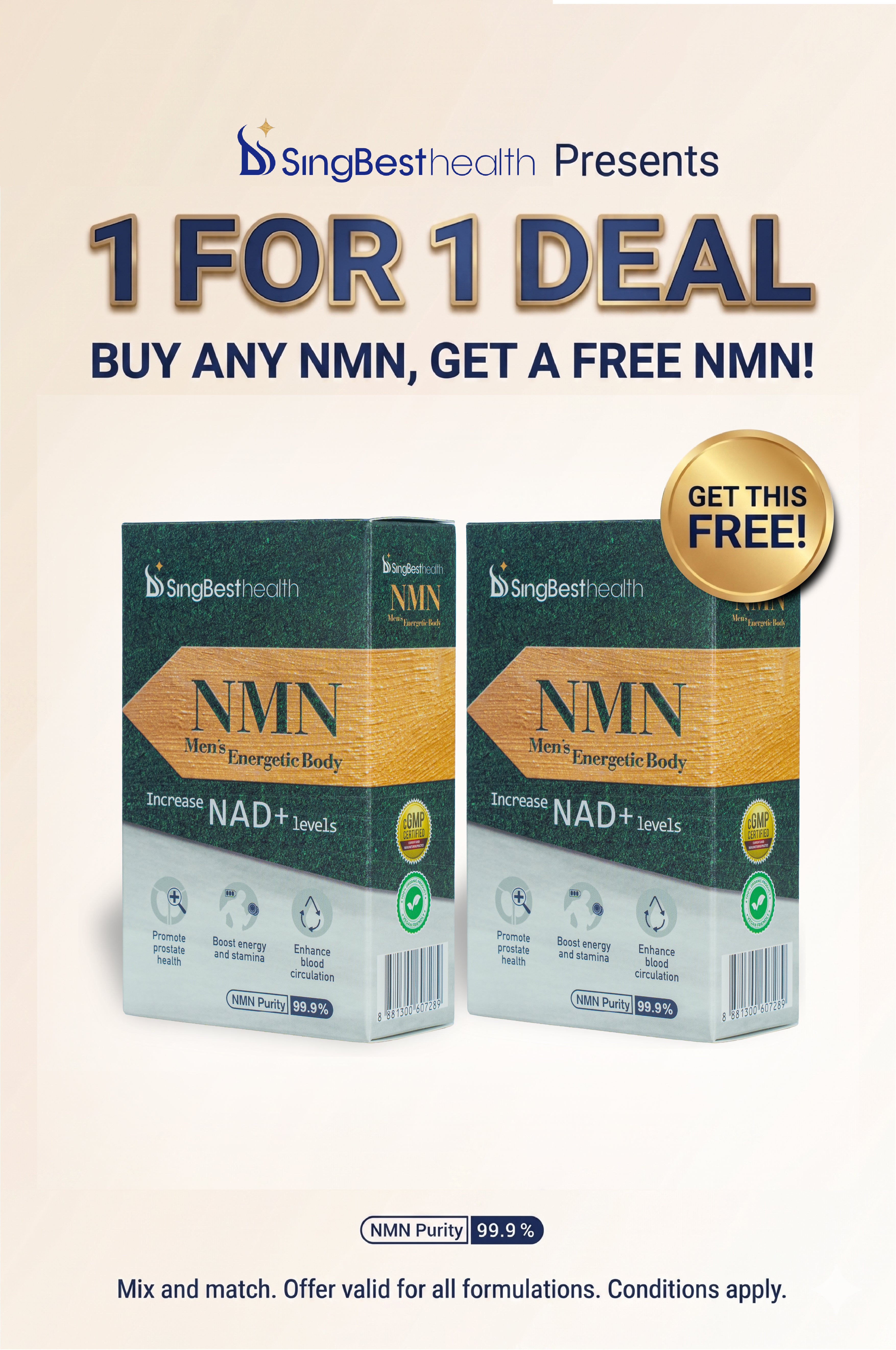 [1 FOR 1 DEAL] SingBest NMN Men's Energetic Body