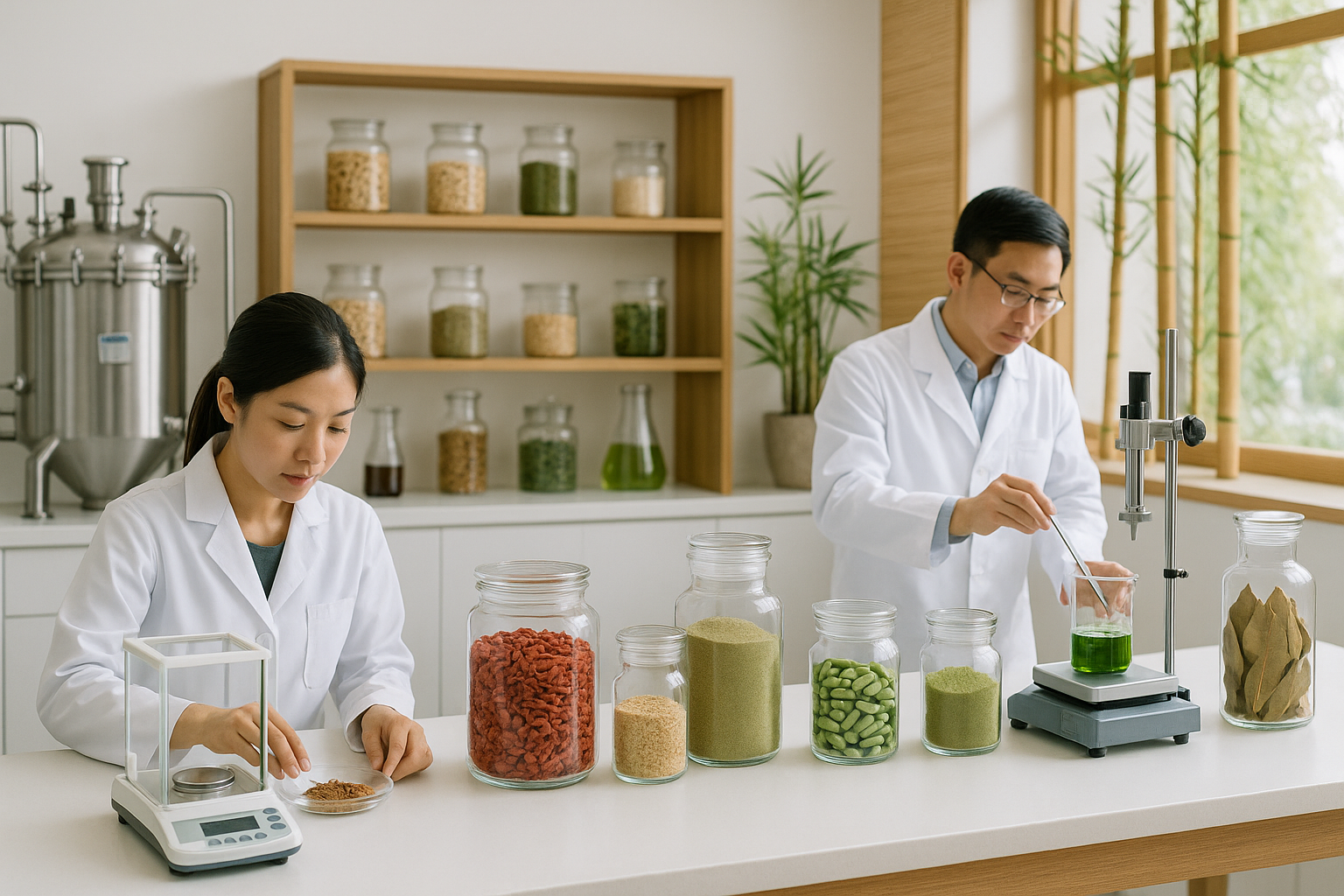 Scientist working in SingBest Health lab, ensuring quality and safety of wellness supplements.